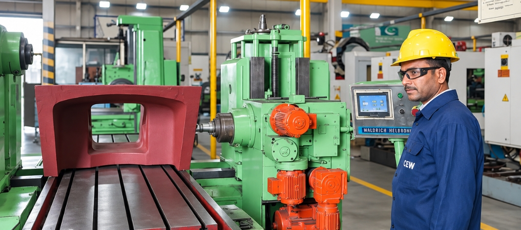 CNC operator at Waldrich Heilbronn machine, Chenab Engineering Works